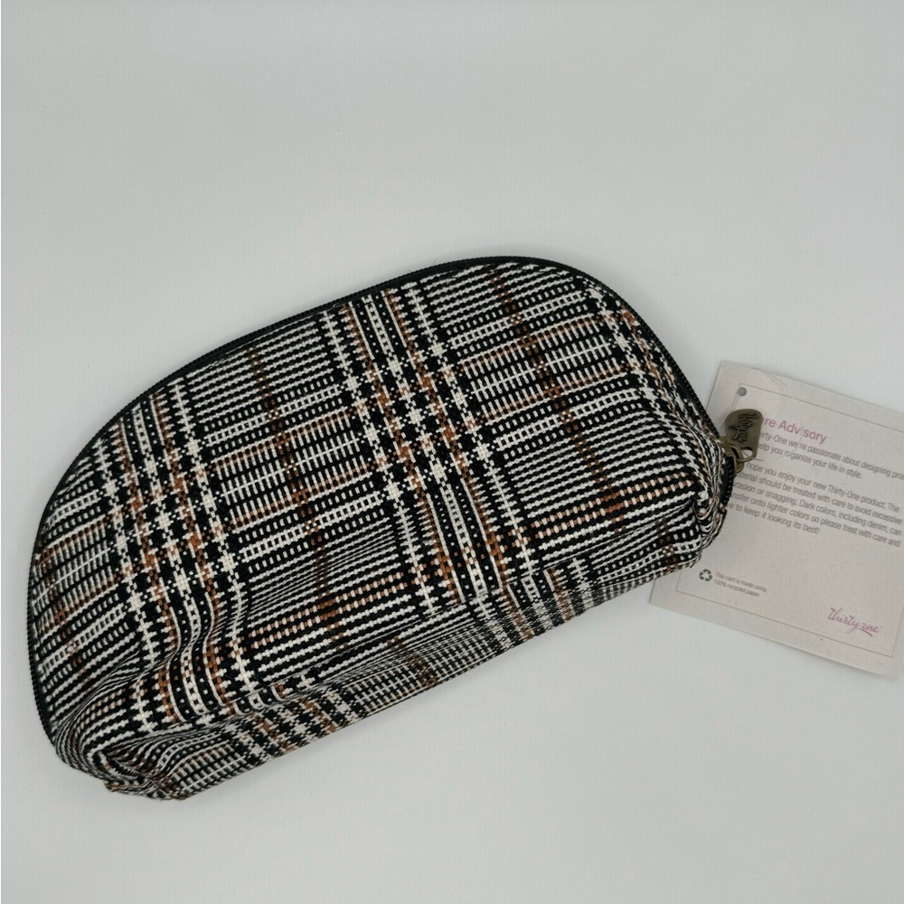 NWT Thirty-One Half Moon Pouch Plaid About You Weave - Picture 3 of 3